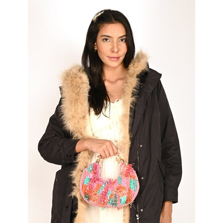 Odette Multi-Coloured Tasselled Moon Clutch for Women