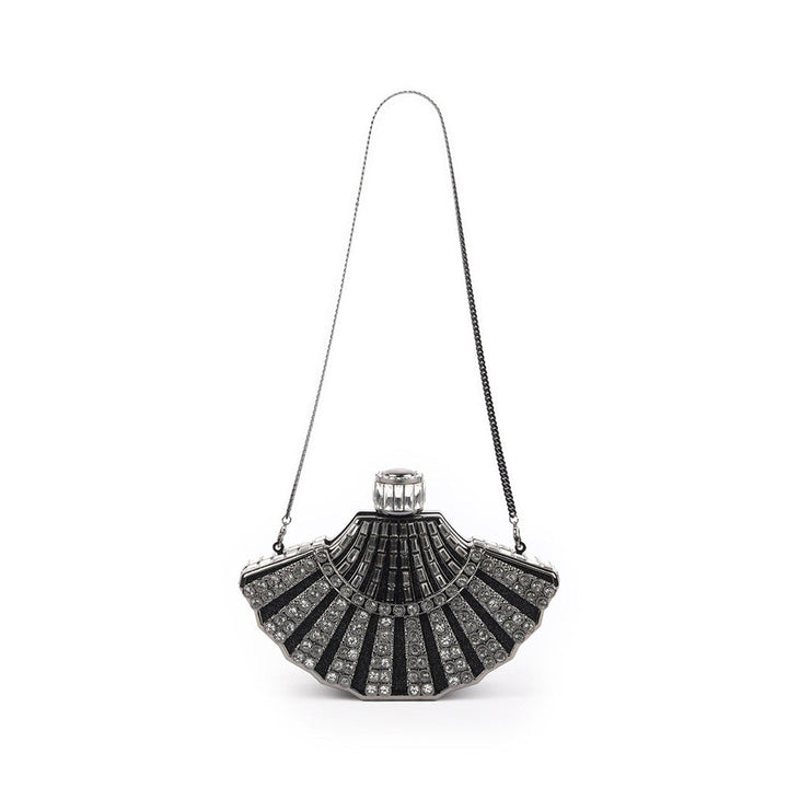 Odette Metallic Grey Metal Clutch for Women