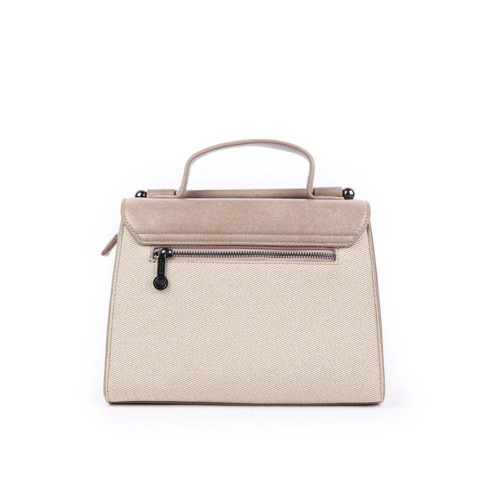 Odette Beige Patterned Hand Bag for Women