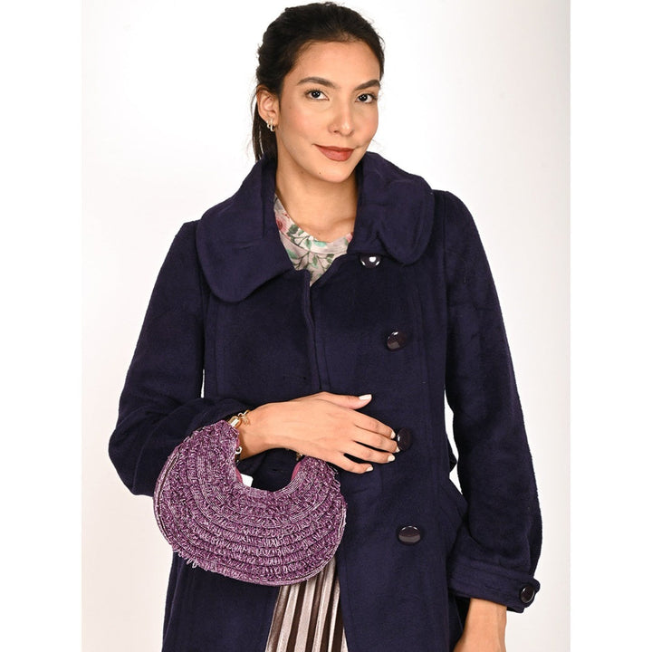 Odette Purple Tasselled Moon Clutch for Women