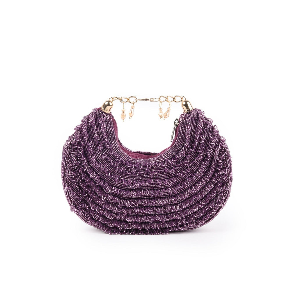 Odette Purple Tasselled Moon Clutch for Women