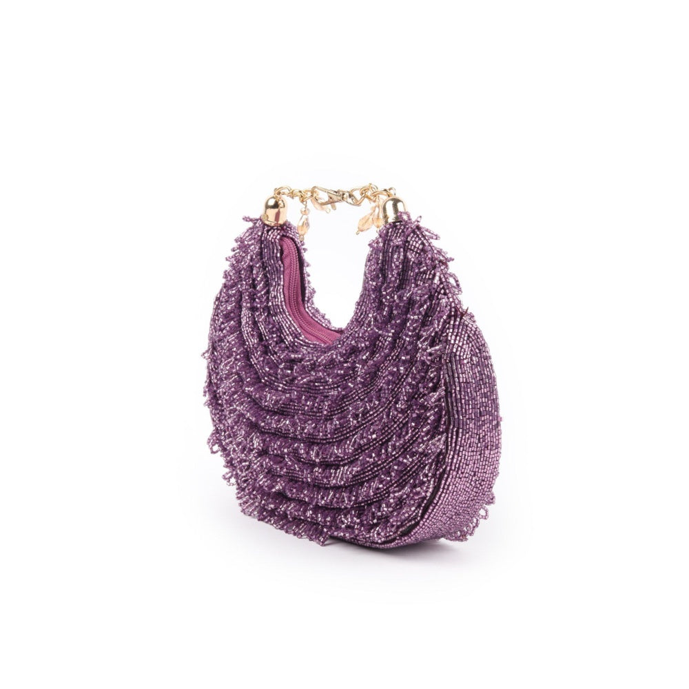 Odette Purple Tasselled Moon Clutch for Women