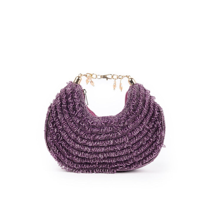 Odette Purple Tasselled Moon Clutch for Women