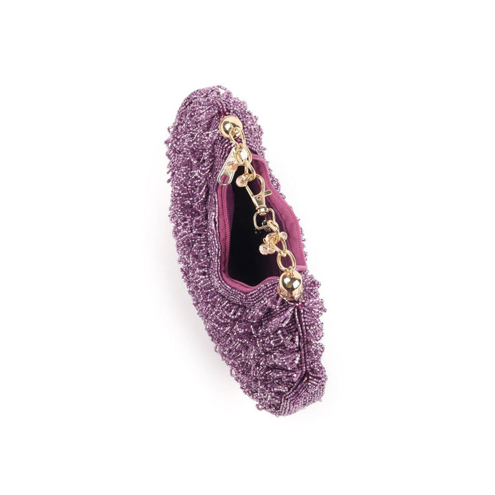 Odette Purple Tasselled Moon Clutch for Women