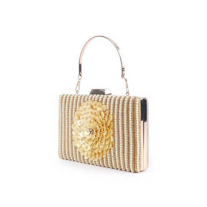 Odette Gold Embroidered Clutch for Women