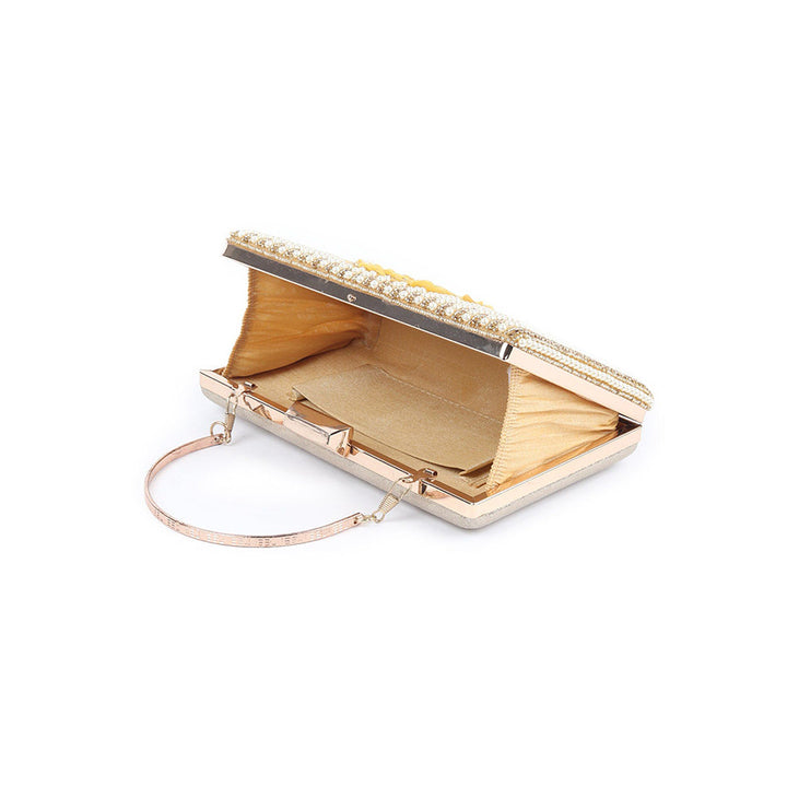 Odette Gold Embroidered Clutch for Women