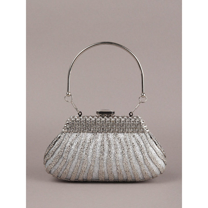 Odette Silver Metal Clutch for Women