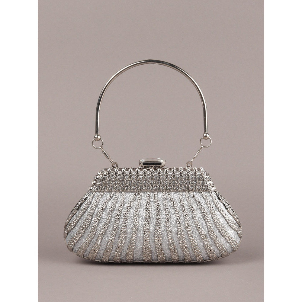 Odette Silver Metal Clutch for Women