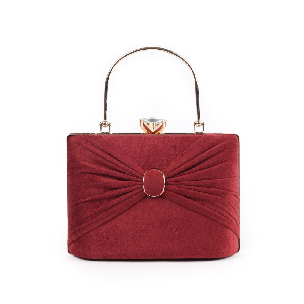 Odette Maroon Solid Clutch for Women