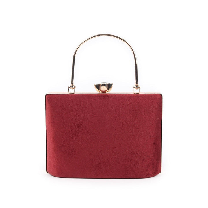 Odette Maroon Solid Clutch for Women