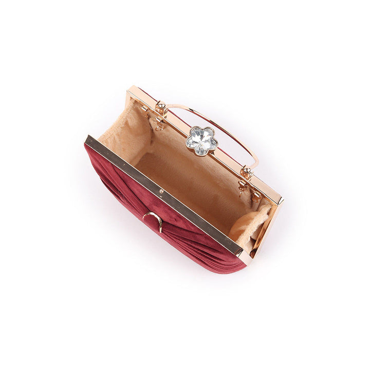 Odette Maroon Solid Clutch for Women