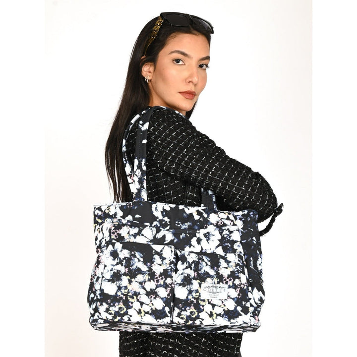 Odette Black and White Pu Tote Bag for Women