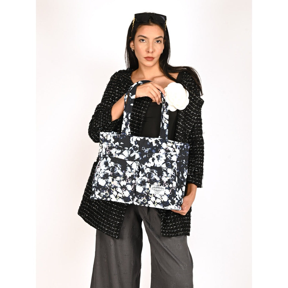 Odette Black and White Pu Tote Bag for Women