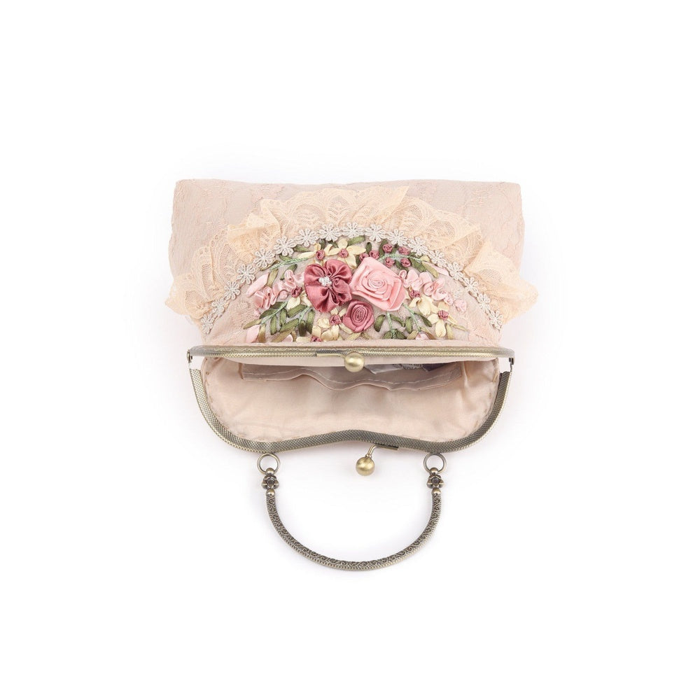 Odette Beige Embroidered Clutch for Women