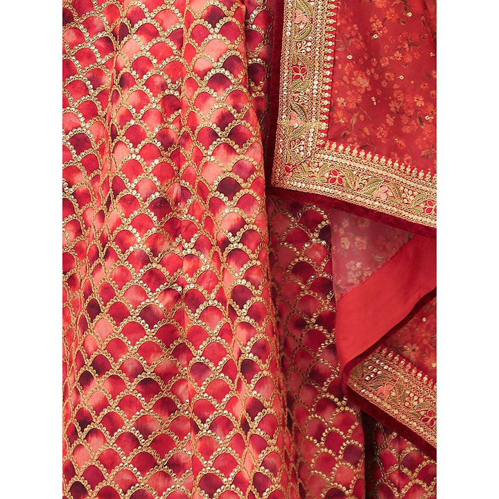 Odette Pink Art Silk Embroidered Semi Stitched Lehenga with Blouse and Dupatta (Set of 3)