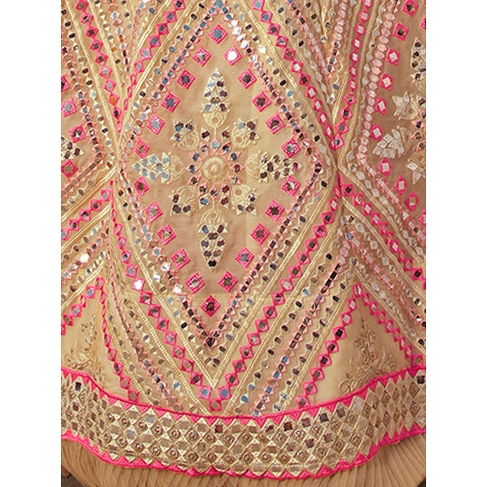 Odette Yellow Embroidered Semi Stitched Lehenga with Unstitched Blouse and Dupatta (Set of 3)