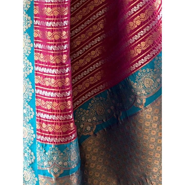 Odette Women Pink Woven Tassels Design Soft Silk Saree with Unstitched Blouse