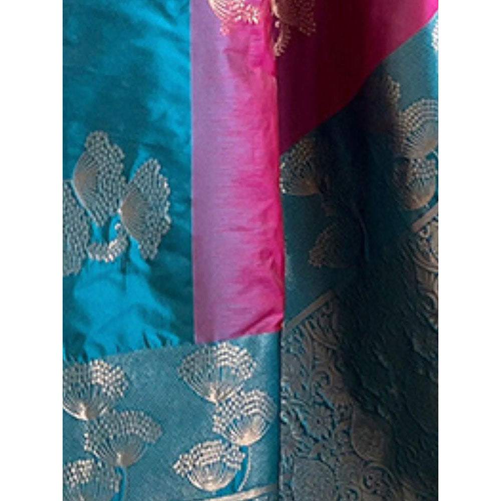 Odette Women Rani Pink Woven Design Soft Silk Saree with Unstitched Blouse