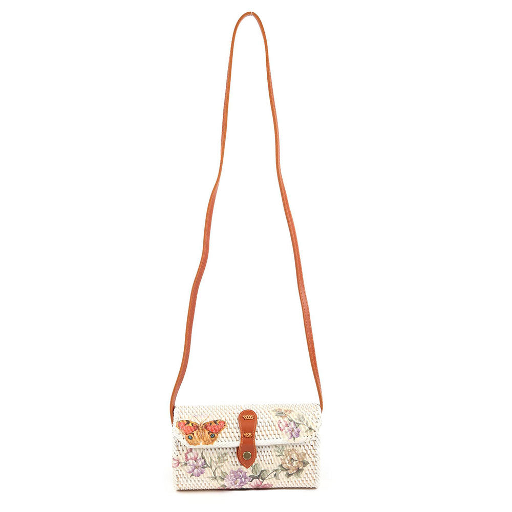 Odette White Printed Sling Bag for Women