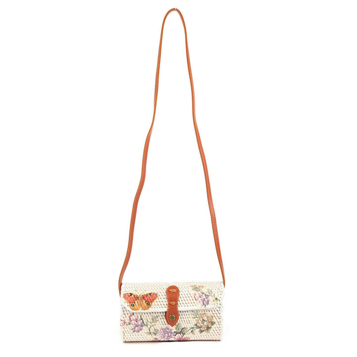 Odette White Printed Sling Bag for Women