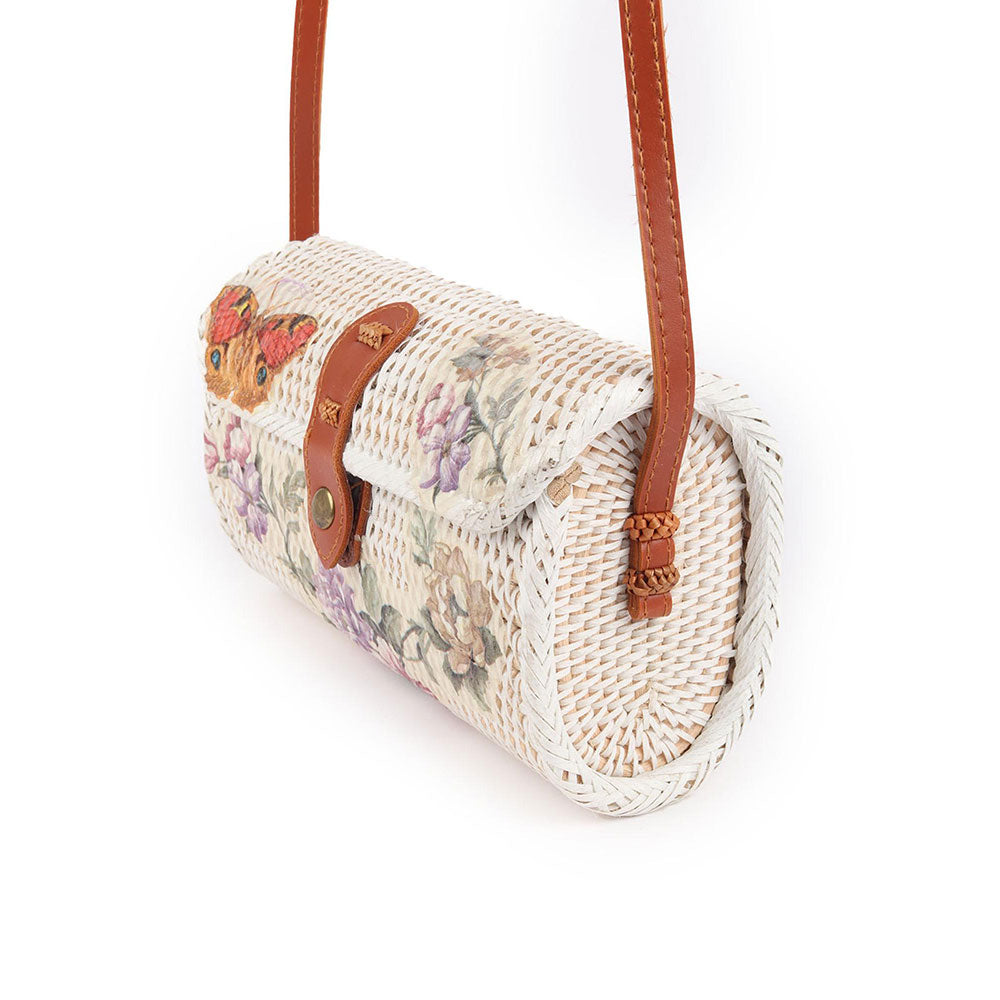 Odette White Printed Sling Bag for Women