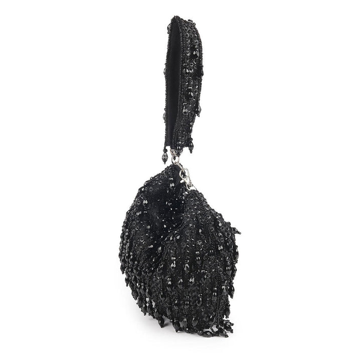 Odette Black Embellished Clutch for Women