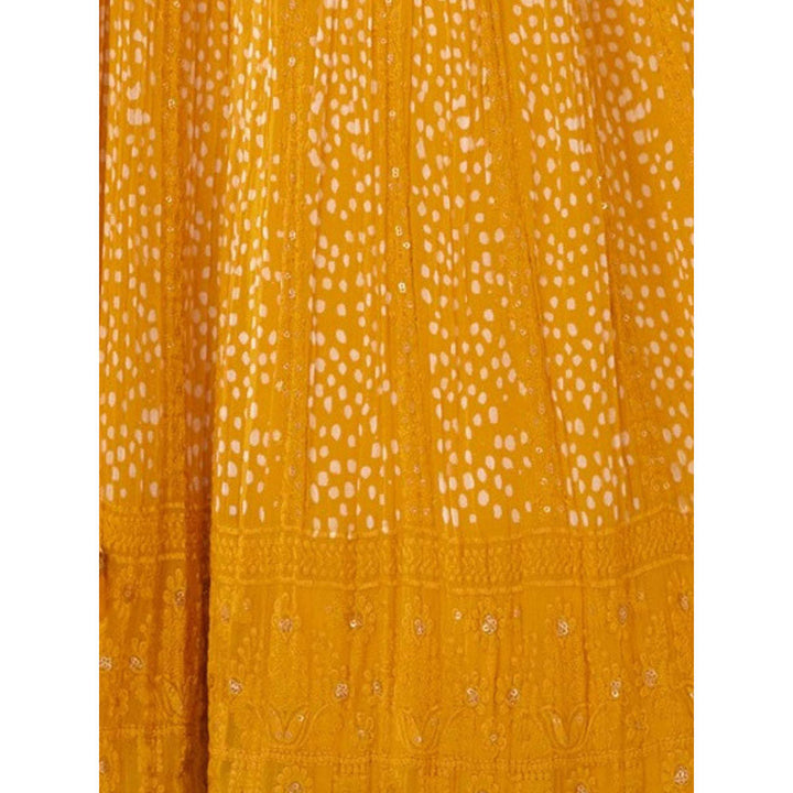 Odette Mustard Georgette Embellished Semi Stitched Anarkali Kurta Set for Women (Set of 3)