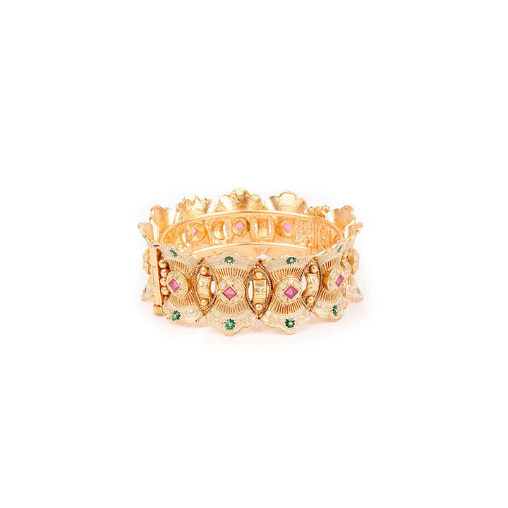 Odette Gold Embellished Bangles for Women - Set of 2