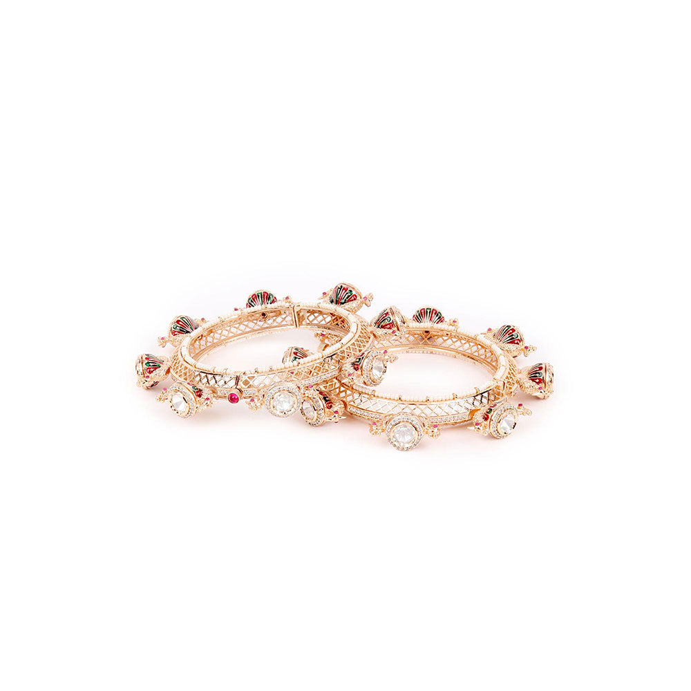 Odette Gold Plated American Diamond Bangles for Women