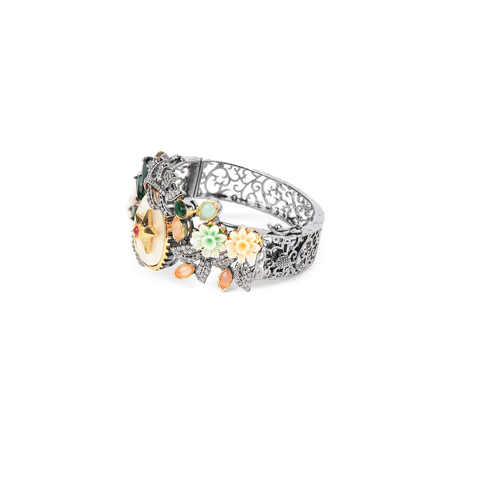 Odette Multi-Color Silver Plated Artificial Stone Bracelet for Women