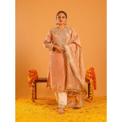 OHH CROW Pink Straight Length Kurta with Pant and Dupatta (Set of 3)