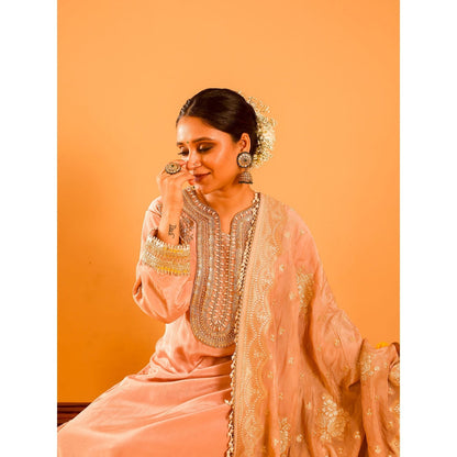 OHH CROW Pink Straight Length Kurta with Pant and Dupatta (Set of 3)