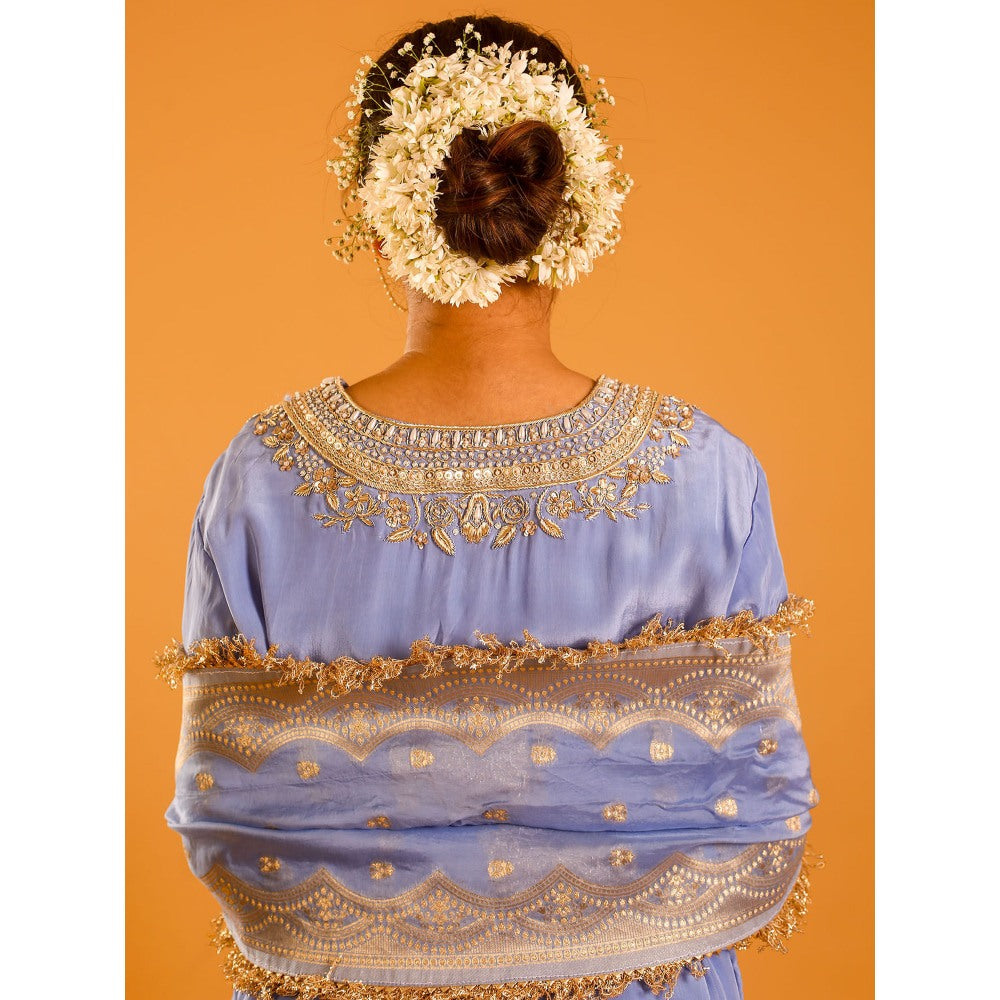 OHH CROW Blue Straight Length Kurta with Pant and Dupatta (Set of 3)