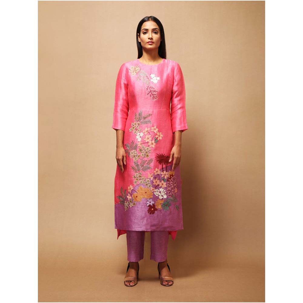OJA Floris Pink Kurta and Trouser (Set of 2)