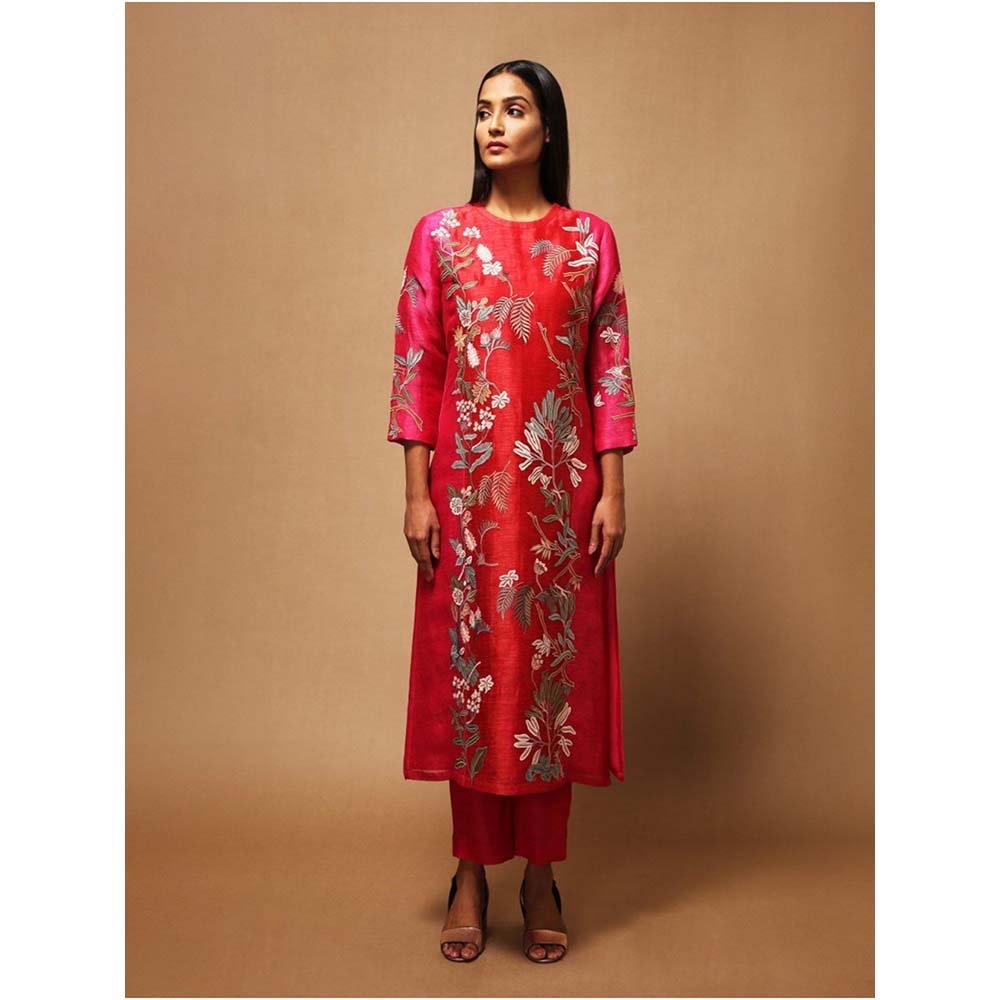 OJA Floris Fuscia Kurta and Trouser (Set of 2)