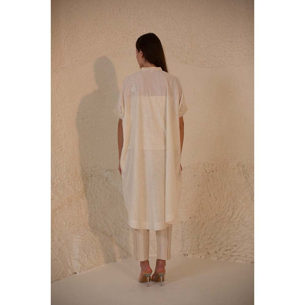 OJA Fern White Linen Embroidered Co-Ord (Set of 3)