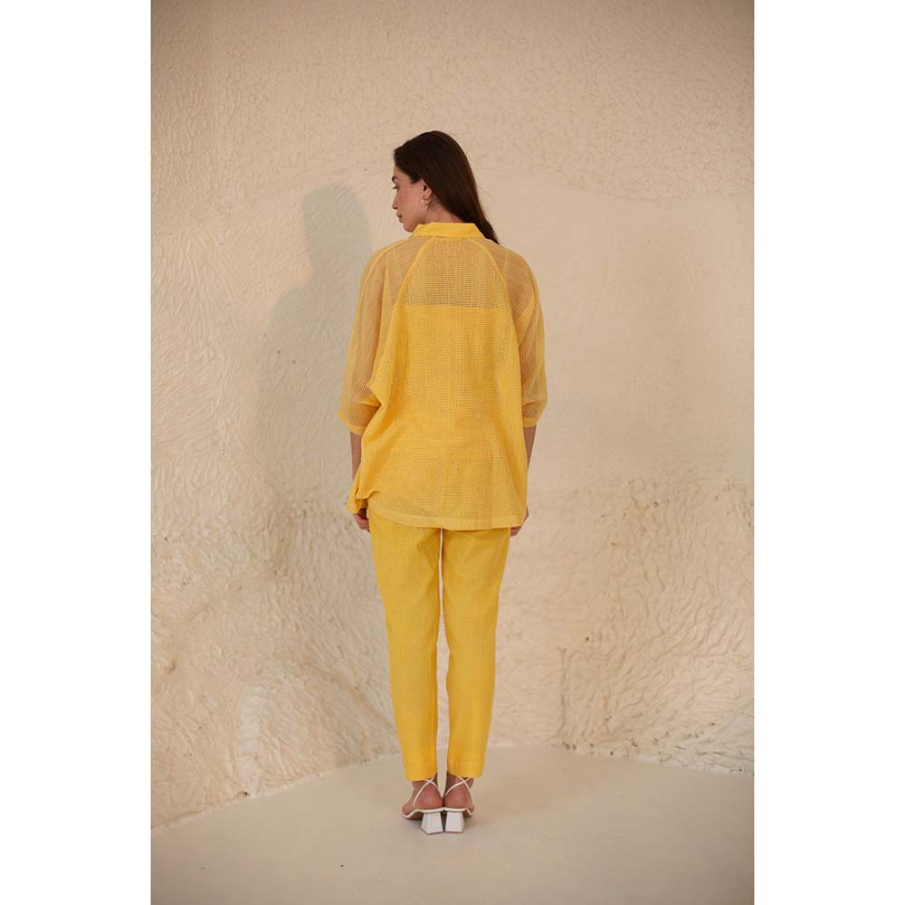 OJA Fern Pastel Yellow Embroidered 3 Piece Co-Ord (Set of 3)