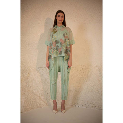 OJA Fern Mint Green Embroidered Co-Ord (Set of 3)