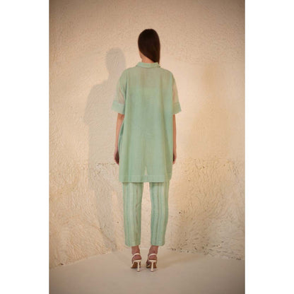 OJA Fern Mint Green Embroidered Co-Ord (Set of 3)