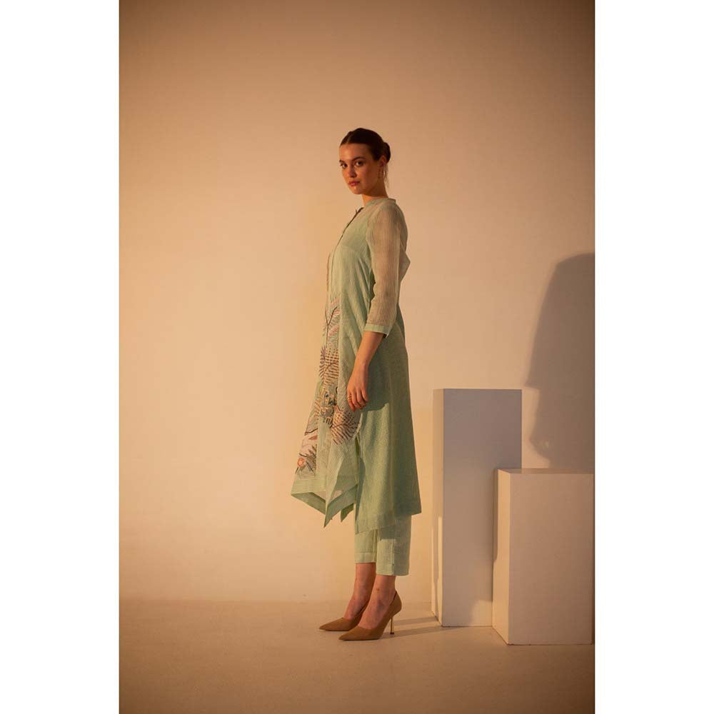 OJA Fern Mint Green Kurta and Pant with Inner (Set of 3)