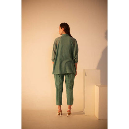 OJA Fern Pine Green Embroidered Co-Ord (Set of 3)