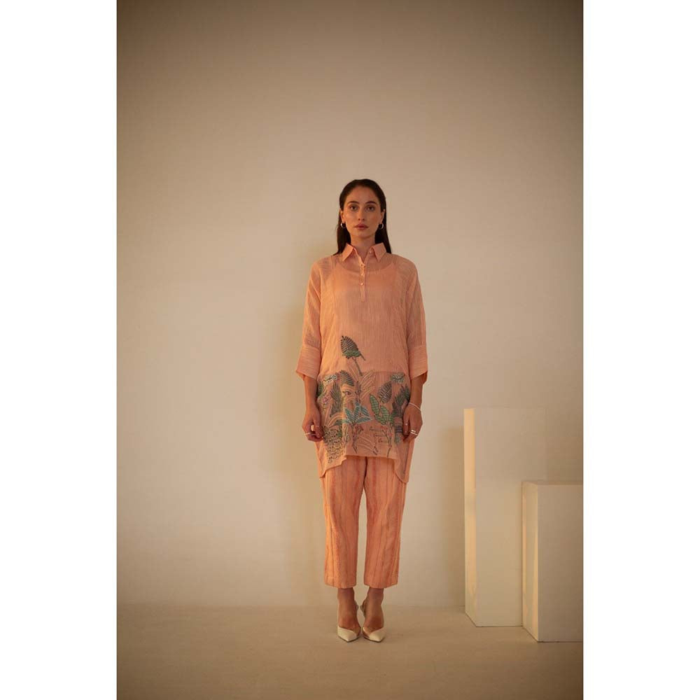 OJA Fern Dusky Pink Kurta and Pant with Inner (Set of 3)