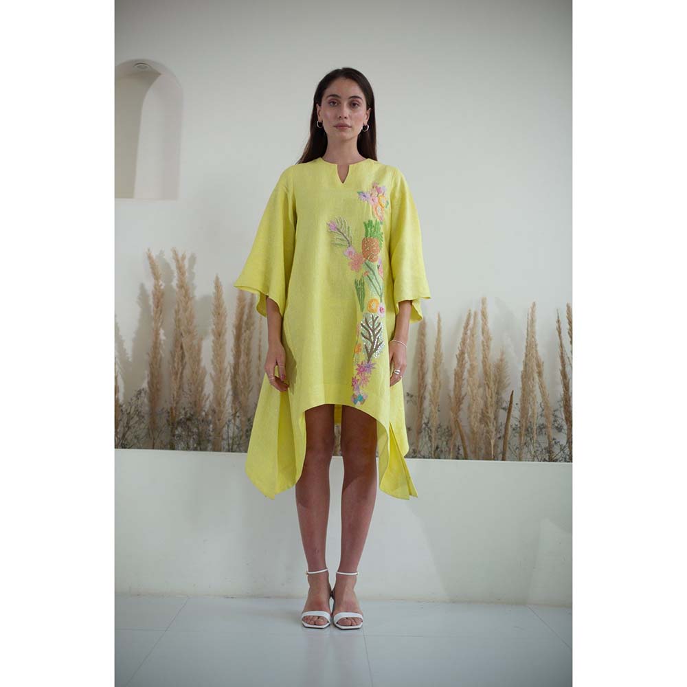 OJA Fern Lemon Yellow Mini Dress