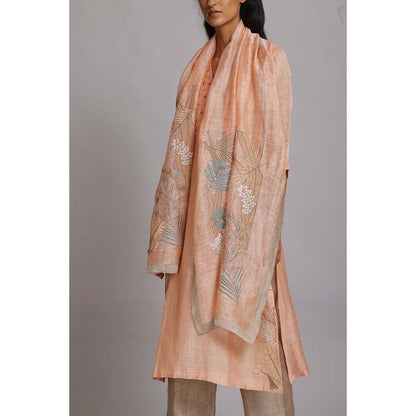 OJA Fern Stunner Peach Kurta and Trouser with Dupatta (Set of 3)