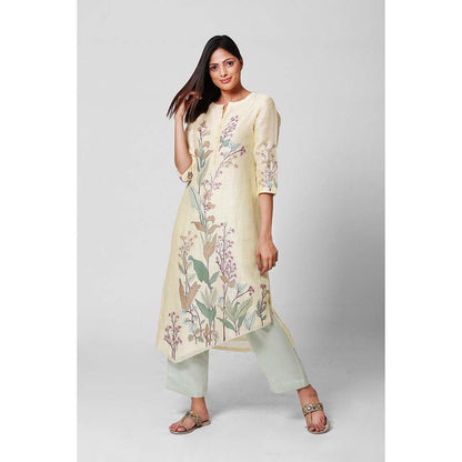 OJA Blossom Cream Kurta and Trouser (Set of 2)