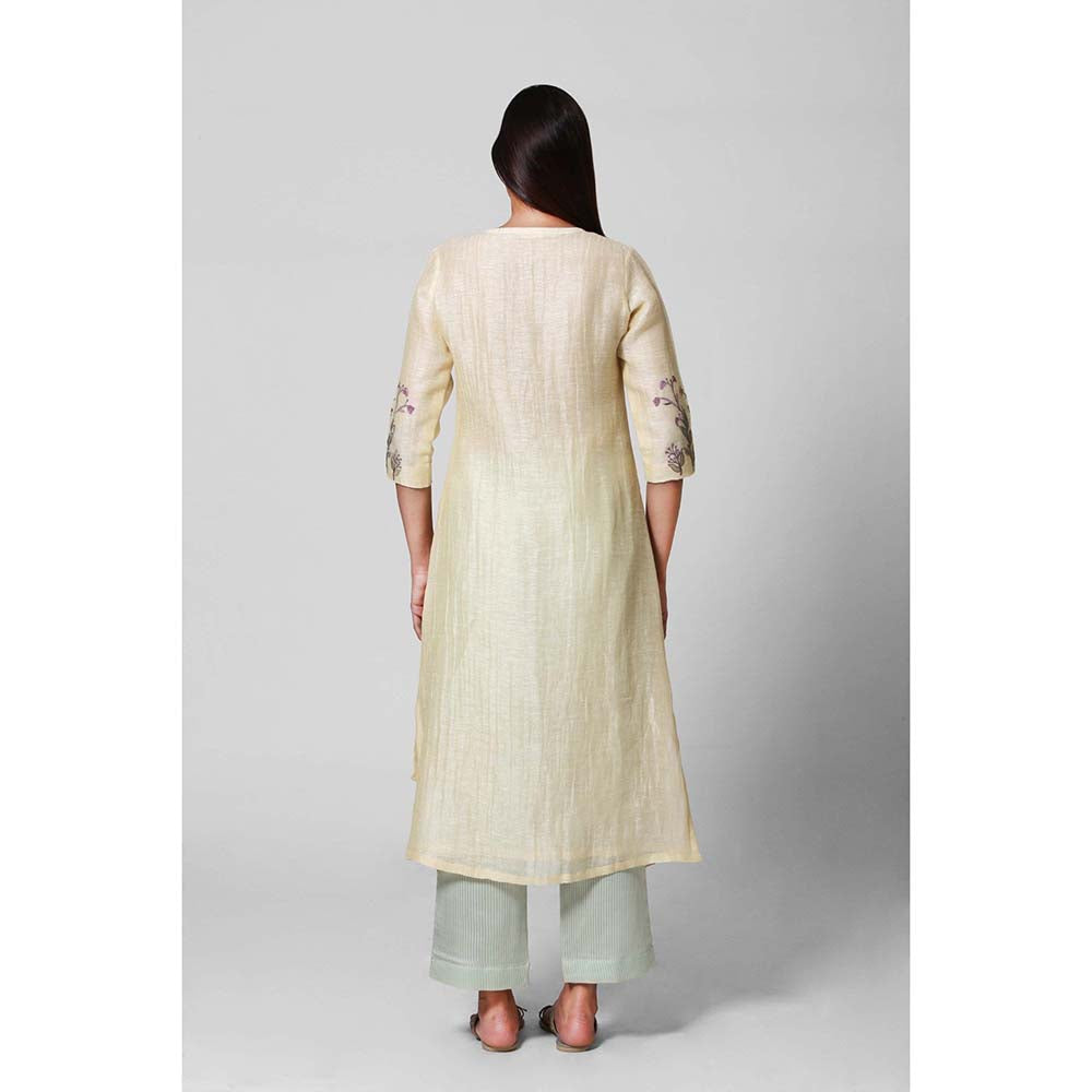 OJA Blossom Cream Kurta and Trouser (Set of 2)