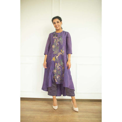 OJA Aurum Plum Kurta and Pant (Set of 2)