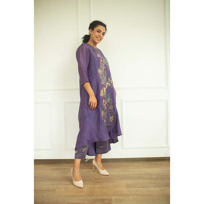 OJA Aurum Plum Kurta and Pant (Set of 2)
