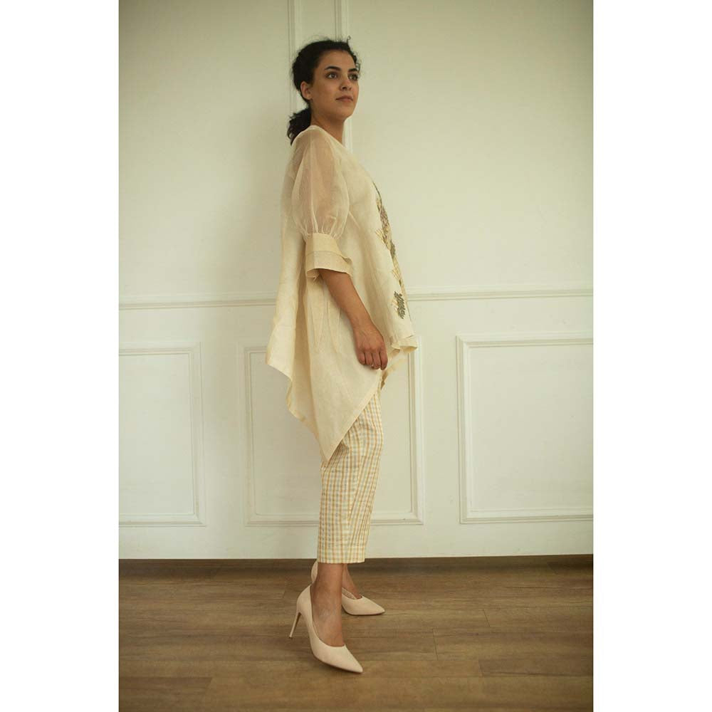 OJA Aurum Ivory Silk Handloom Co-Ord (Set of 2)