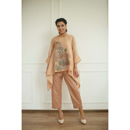 OJA Aurum Rose Gold Silk Embroidered Co-Ord (Set of 2)